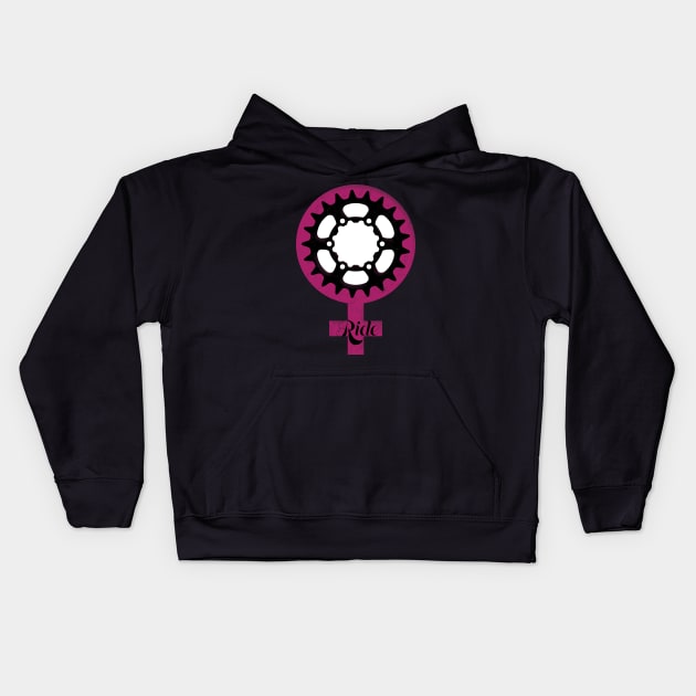 Chainring Girl Power RIDE! Kids Hoodie by Velo Donna